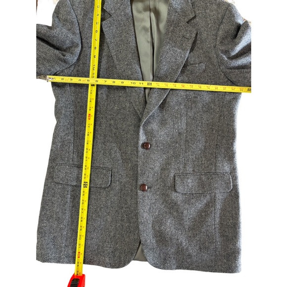 Brooks Brothers Fitzgerald Harris Tweed black herringbone jacket 44L - Picture 3 of 12